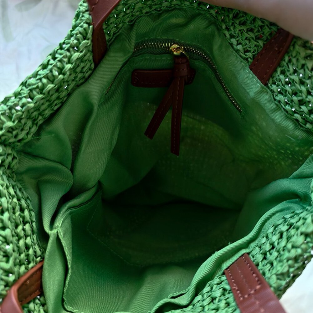 MiuMiu Green Woven Tote Bag - Picture 4 of 6